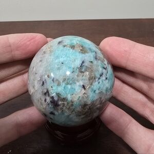 Amazonite with Mica & Smokey Quartz Crystal Sphere 60 mm